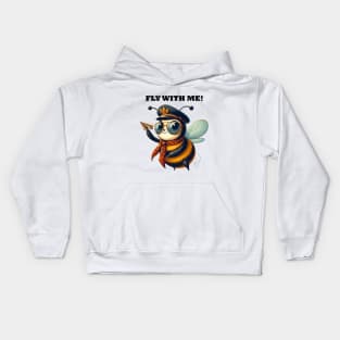 Funny cute bumblebee pilot Fly with me Kids Hoodie